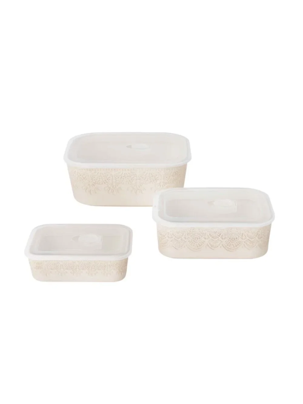 The Pioneer Woman Off-White Lids 6-Piece Vintage Lace Stoneware Baking Dish Set